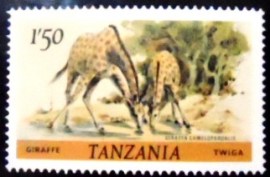 Selo postal da Tanzânia de 1980 Giraffe