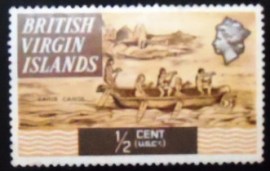 Selo postal das Ilhas Virgens de 1970 Carib canoe
