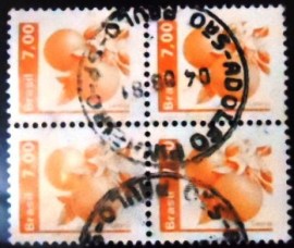 Quadra de selos postais do Brasil de 1981 Laranja