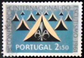 Selo postal de  Portugal de 1962 Tents and Scout emblems 2,50
