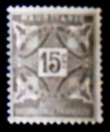 Selo postal da Mauritânia de 1914 Chiffre Taxe 15