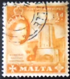 Selo postal de Malta de 1956 Wignacourt Aqueduct Horsetrough