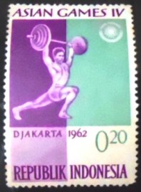 Selo postal da Indonésia de 1962 Weightlifting