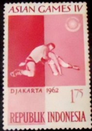 Selo postal da Indonésia de 1962 Wrestling