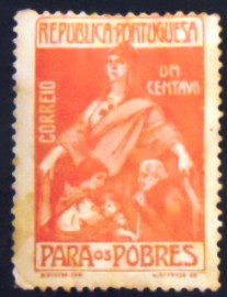 Selo postal de Portugal de 1915 For the poors 1