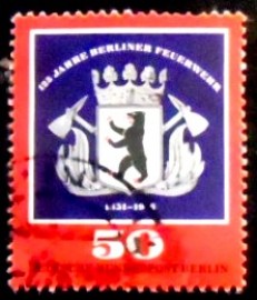 Selo postal da Alemanha Berlim de 1976 Emblem of the Berlin fire brigade