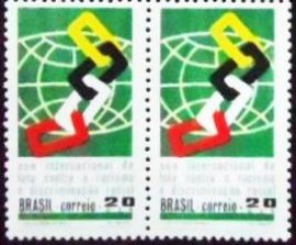Par de selos postais do Brasil de 1971 Luta Contra o Racismo