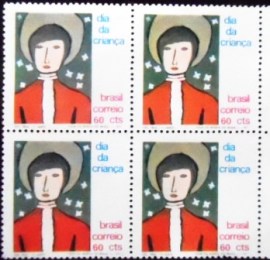 Quadra de selos postais do Brasil de 1971 Desenho Trea