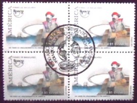 Quadra de selos postais do Brasil de 1991 Fernão de Magalhães