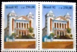 Par de selos postais Brasil de 1992 1ª Igreja Batista de Niterói