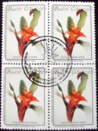 Quadra de selos postais do Brasil de 1992 Nidularium Innocenti