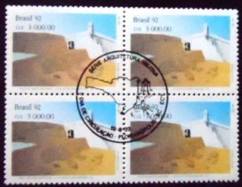 Quadra de selos postais do Brasil de 1992 Forte de Santo Antonio
