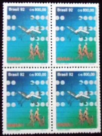 Quadra de selos postais do Brasil de 1992 Hospital Sarah
