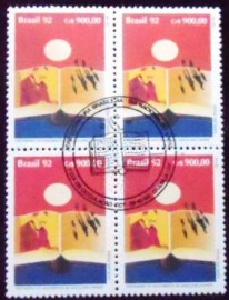 Quadra de selos postais do Brasil de 1992 Graciliano Ramos