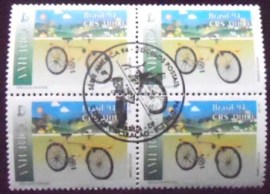 Quadra de selos postais do Brasil de 1994 Bicicleta