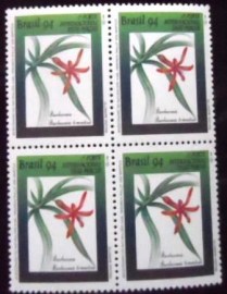 Quadra de selos postais do Brasil de 1994 Barbacenia to-mentosa