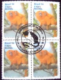 Quadra de selos postais de 1994 Mico-leão-dourado