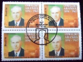 Quadra de selos postais do Brasil de 1994 Oswaldo Aranha