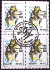 Quadra de selos do Brasil de 1994 Moedeiro