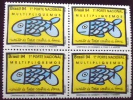 Quadra de selos do Brasil de 1994 Peixe M