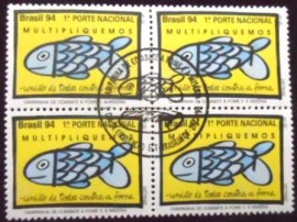 Quadra de selos do Brasil de 1994 Peixe M1C