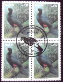 Quadra de selos postais do Brasil de 1995 Mutum-de-alagoas