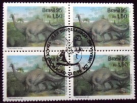 Quadra de selos do Brasil de 1995 Titanosaurus
