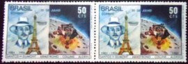 Par de selos postais do Brasil Santos Dumont
