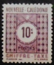 Selo postal da Nova Caledônia de 1948 Numeral 10