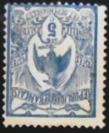 Selo postal da Nova Caledônia de 1905 Bird Kagu 5