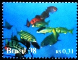 Selo postal do Brasil de 1998 Cardume