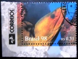 Selo postal do Brasil de 1998 Peixe e Coral