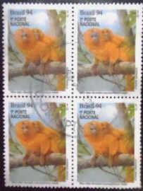 Quadra de selos postais de 1994 Mico-leão-dourado