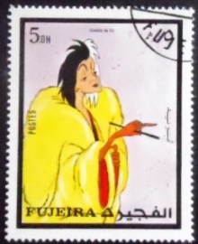 Selo postal de Fujeira de 1972 Cruella de Ville