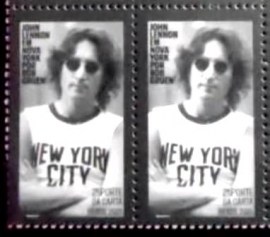 Par de selos postais do Brasil de 2021 John Lennon