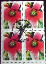 Quadra de selos postais do Brasil de 1977 Neoregelia Carolinae
