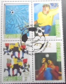 Quadra de selos postais do Brasil de 1998 Futebol e Arte VI