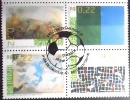 Quadra de selos postais do Brasil de 1998 Futebol e Arte V
