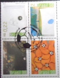 Quadra de selos postais do Brasil de 1998 Futebol e Arte III