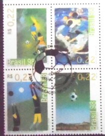 Quadra de selos postais do Brasil de 1998 Futebol e Arte I
