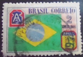 Selo postal do Brasil de 1945 bandeira Brasileira U