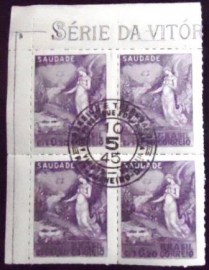 Quadra de selos postais do Brasil de 1945 Saudade