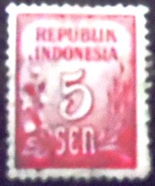 Selo postal da Indonésia de 1951 Rice and Cotton 5