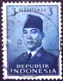 Selo postal da Indonésia de 1951 President Sukarno 3