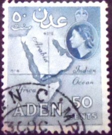 Selo postal do Aden de 1956 Map