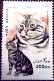 Selo postal do Afeganistão de 1996 American Shorthair
