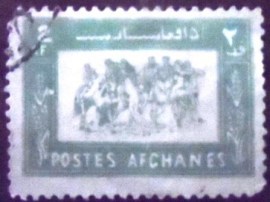 Selo postal do Afeganistão de 1960 Buzkashi Game 2