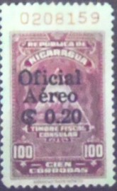 Selo postal da Nicarágua de 1961 Consular Revenues overprinted 20