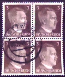 Quadra de selos postais da Alemanha Reich de 1941 Adolf Hitler 3
