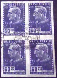 Quadra de selos postais do Brasil de 1949 Padre Manoel da Nóbrega